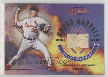 2002 Donruss Originals - Mound Marvels - Game-Pitched Baseball Relics #MM-2 - Matt Morris /100