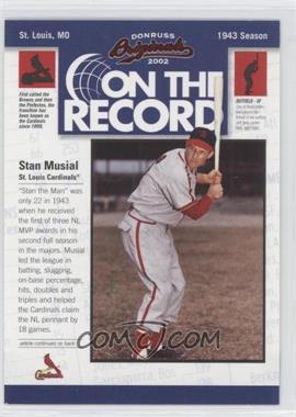 2002 Donruss Originals - On the Record #OR-12 - Stan Musial /800