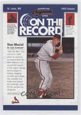 2002 Donruss Originals - On the Record #OR-12 - Stan Musial /800