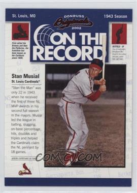 2002 Donruss Originals - On the Record #OR-12 - Stan Musial /800