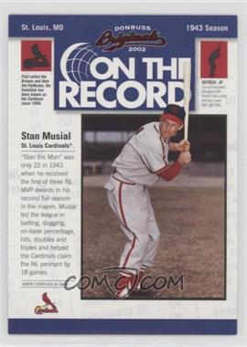 2002 Donruss Originals - On the Record #OR-12 - Stan Musial /800