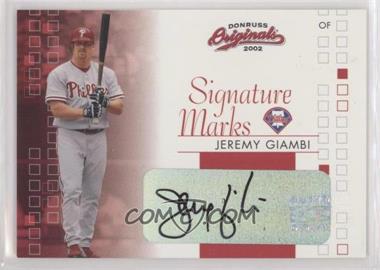 2002 Donruss Originals - Signature Marks #SM-42 - Jeremy Giambi /200