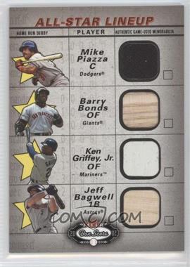 2002 Fleer Box Score - All-Star Lineup Game Used #PBGB - Mike Piazza, Barry Bonds, Ken Griffey Jr., Jeff Bagwell