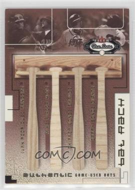 2002 Fleer Box Score - Bat Rack Quad Relics #_RPJB - Ivan Rodriguez, Mike Piazza, Chipper Jones, Barry Bonds /150 [EX to NM]