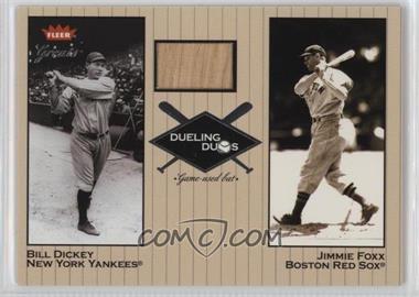 2002 Fleer Greats - Dueling Duos - Single Memorabilia #DD-BD1 - Bill Dickey Relic, Jimmie Foxx