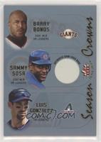 Barry Bonds, Sammy Sosa, Luis Gonzalez (Sosa Game-Used Base)