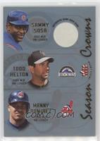 Sammy Sosa, Todd Helton, Manny Ramirez (Sammy Sosa Game used base)