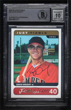 2002 Just Minors Justifiable - [Base] #40 - David Wright [BAS BGS Authentic]