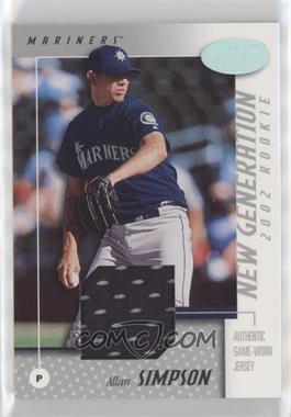 2002 Leaf Certified - [Base] #186 - New Generation Rookie - Allan Simpson /500