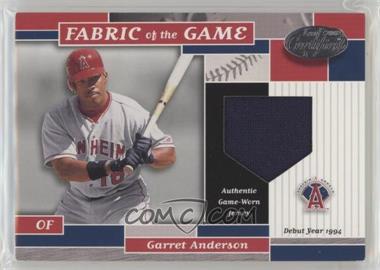 2002 Leaf Certified - Fabric of the Game - Silver Die-Cut Debut Year #FG 136 - Garret Anderson /94