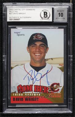 2002 MultiAd Sports Capital City Bombers - [Base] #10 - David Wright [BAS BGS Authentic]