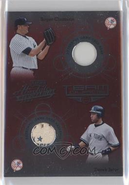 2002 Playoff Absolute Memorabilia - Team Quads - Materials #TQ-13 - Roger Clemens, Derek Jeter, Jason Giambi, Mike Mussina /100