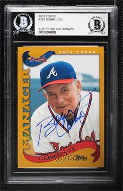 2002 Topps - [Base] #285 - Bobby Cox [BAS BGS Authentic]
