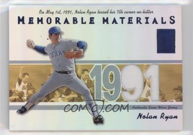 2002 Topps Tribute - Memorable Materials - Blue Season #MEM-NR - Nolan Ryan /91 [EX to NM]