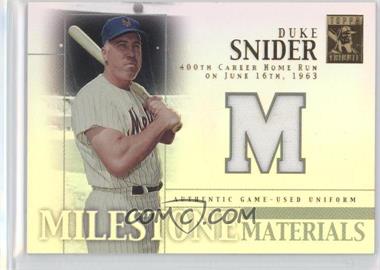 2002 Topps Tribute - Milestone Materials #MIM-DS - Duke Snider