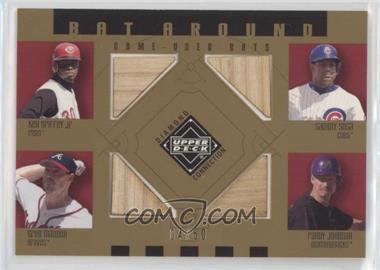 2002 Upper Deck Diamond Connection - Bat Around - Gold #BA-GSMJ - Ken Griffey Jr., Sammy Sosa, Greg Maddux, Randy Johnson /50