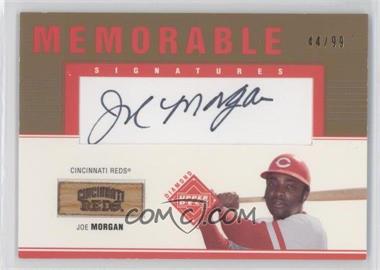 2002 Upper Deck Diamond Connection - Memorable Signatures Bat #B-JM - Joe Morgan /99