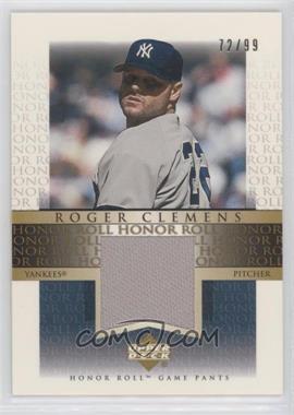 2002 Upper Deck Honor Roll - Game Jersey - Gold #J-RC1 - Roger Clemens /99