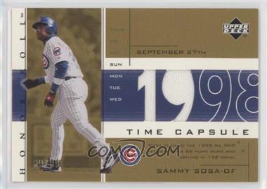 2002 Upper Deck Honor Roll - Time Capsule Game Jersey - Gold #TC-SS2 - Sammy Sosa /99