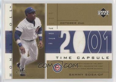2002 Upper Deck Honor Roll - Time Capsule Game Jersey - Gold #TC-SS4 - Sammy Sosa /99
