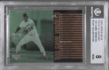 2002 Upper Deck Piece Of History - 300 Game Winners #GW1 - Nolan Ryan [BGS 8 NM‑MT]