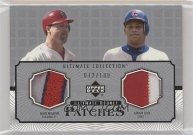 2002 Upper Deck Ultimate Collection - Ultimate Double Patches #DP-MS - Mark McGwire, Sammy Sosa /100