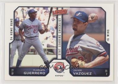 2002 Upper Deck Victory - [Base] #365 - Stat Leaders Checklist - Vladimir Guerrero, Javier Vazquez