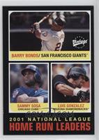 League Leaders - Barry Bonds, Sammy Sosa, Luis Gonzalez (Names Printed on Front)