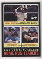 League Leaders - Barry Bonds, Sammy Sosa, Luis Gonzalez (Names Printed on Front)