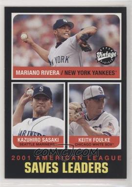 2002 Upper Deck Vintage - [Base] #279 - League Leaders - Mariano Rivera, Kazuhiro Sasaki, Keith Foulke