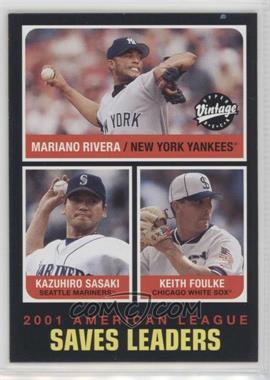 2002 Upper Deck Vintage - [Base] #279 - League Leaders - Mariano Rivera, Kazuhiro Sasaki, Keith Foulke