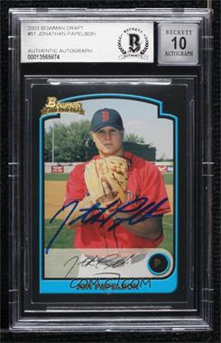 2003 Bowman Draft Picks & Prospects - [Base] #BDP51 - Jonathan Papelbon [BAS BGS Authentic]