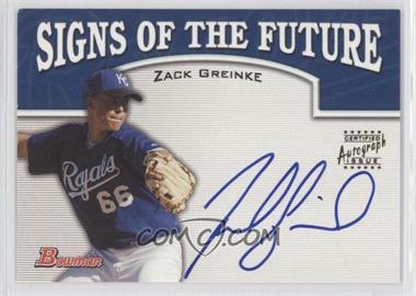 2003 Bowman Draft Picks & Prospects - Signs of the Future #SOF-ZG - Zack Greinke