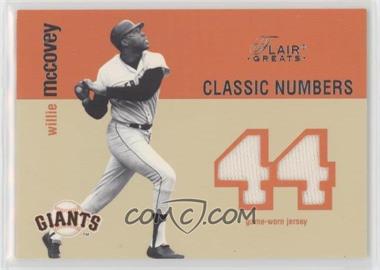 2003 Flair Greats - Classic Numbers Dual Memorabilia #_JBWM - Johnny Bench, Willie McCovey /250