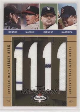 2003 Fleer Box Score - Jersey Rack Quad #JMCM - Randy Johnson, Greg Maddux, Roger Clemens, Pedro Martinez /150