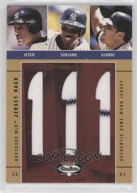 2003 Fleer Box Score - Jersey Rack Trio #JSG - Derek Jeter, Alfonso Soriano, Jason Giambi /350