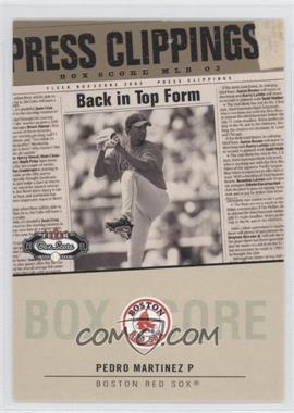 2003 Fleer Box Score - Press Clippings - Missing Serial Number #18 PC - Pedro Martinez