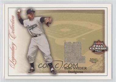 2003 Fleer Fall Classic - Legendary Collection Memorabilia #LC/DS - Duke Snider