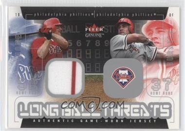 2003 Fleer Genuine - Long Ball Threats - Single Swatch #_JTPB.1 - Jim Thome, Pat Burrell (Jim Thome Jersey)