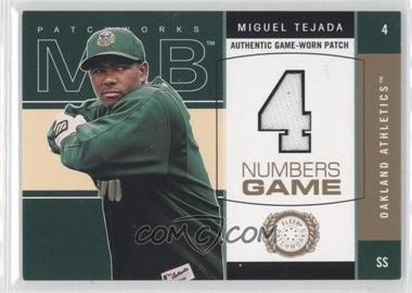 2003 Fleer Patchworks - Numbers Game - Patch #MT-NG - Miguel Tejada /300