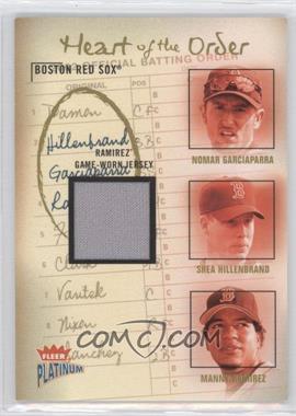 2003 Fleer Platinum - Heart of the Order - Materials #_GHR - Nomar Garciaparra, Shea Hillenbrand, Manny Ramirez (Manny Ramirez Jersey) /400