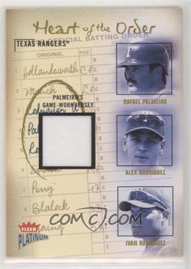 2003 Fleer Platinum - Heart of the Order - Materials #_PRR.2 - Alex Rodriguez, Rafael Palmeiro, Ivan Rodriguez (Rafael Palmeiro Jersey) /400