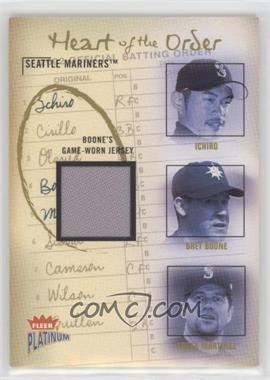 2003 Fleer Platinum - Heart of the Order - Materials #_SBM.1 - Ichiro Suzuki, Bret Boone, Edgar Martinez (Bret Boone Jersey) /400