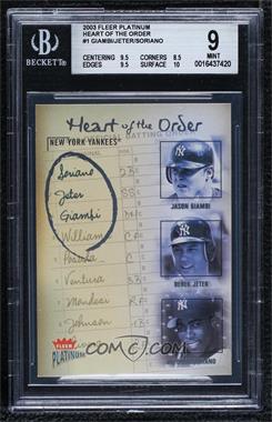 2003 Fleer Platinum - Heart of the Order #1HO - Jason Giambi, Derek Jeter, Alfonso Soriano [BGS 9 MINT]