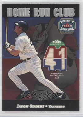 2003 Fleer Splendid Splinters - Home Run Club - Memorabilia #_JAGI - Jason Giambi /599