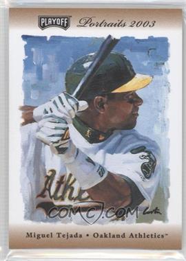 2003 Playoff Portraits - [Base] - Bronze Combo Materials #58 - Miguel Tejada /50