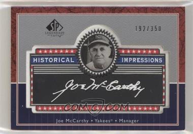 2003 SP Legendary Cuts - Historical Impressions #L-JO - Joe McCarthy /350