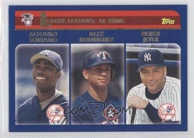 2003 Topps - [Base] #338 - League Leaders - Alfonso Soriano, Alex Rodriguez, Derek Jeter