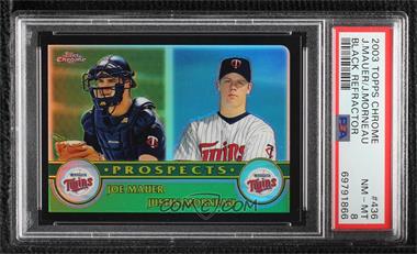 2003 Topps Chrome - [Base] - Black Refractor #436 - Joe Mauer, Justin Morneau /199 [PSA 8 NM‑MT]