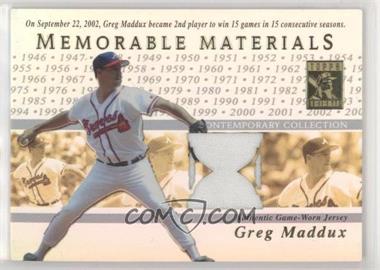 2003 Topps Tribute - Contemporary Edition - Memorable Materials #MEM-GM - Greg Maddux